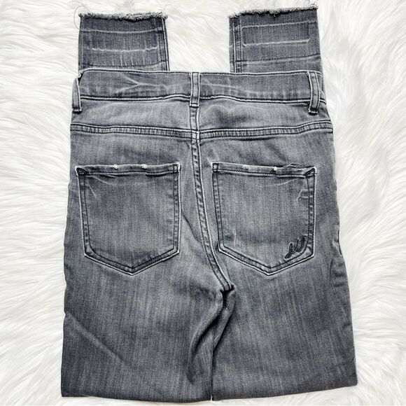 Express Ankle Legging High Rise Distressed Jeans Dark Grey Size 00R - Picture 2 of 7